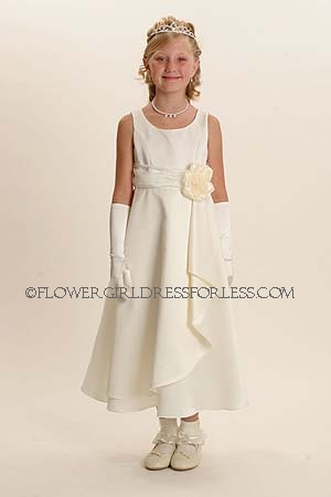 Click to Enlarge - Flower Girl Dress Style 120-IVORY- Aline Dress- With Choice of 71 Sash Options and 27 Flower Options
