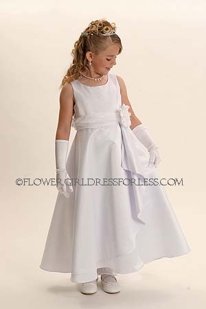 Click to Enlarge - Flower Girl Dress Style 120-WHITE Aline Dress- With Choice of 71 Sash Options and 27 Flower Colors!