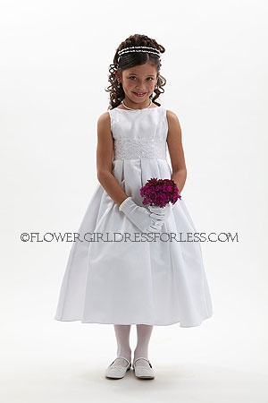 Click to Enlarge - Flower Girl Dress Style 2000-SALE! White Sleeveless Dress with Box Pleated Skirt
