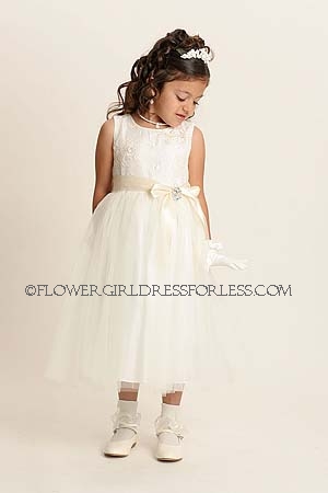 Click to Enlarge - Flower Girl Dress Style 2720-Ivory Sleeveless with Tulle Skirt