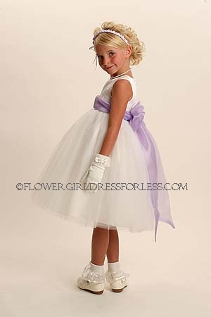 Click to Enlarge - Flower Girl Dress Style 2772- Ivory Tulle Dress Choice of 71 Sash Options!