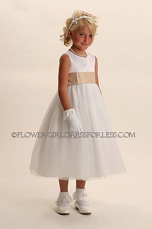 Click to Enlarge - Flower Girl Dress Style 2772- White Tulle Dress Choice of 71 Sash Options!