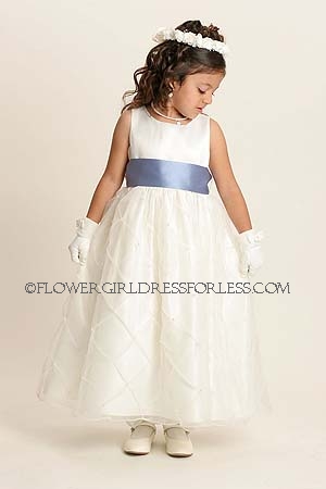 Click to Enlarge - Flower Girl Dress Style 2919-SALE! CLOSEOUT! Ivory Organza Dress with Choice of 71 Sash Options!