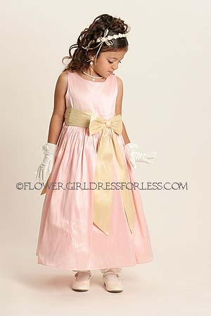 Click to Enlarge - Flower Girl Dress Style 2936- Pink Dress with Champagne