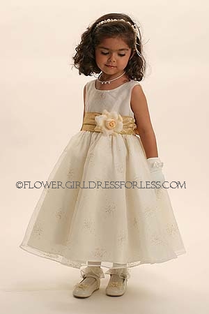 Click to Enlarge - Flower Girl Dress Style 323- Ivory Sleeveless Organza Sparkle Dress