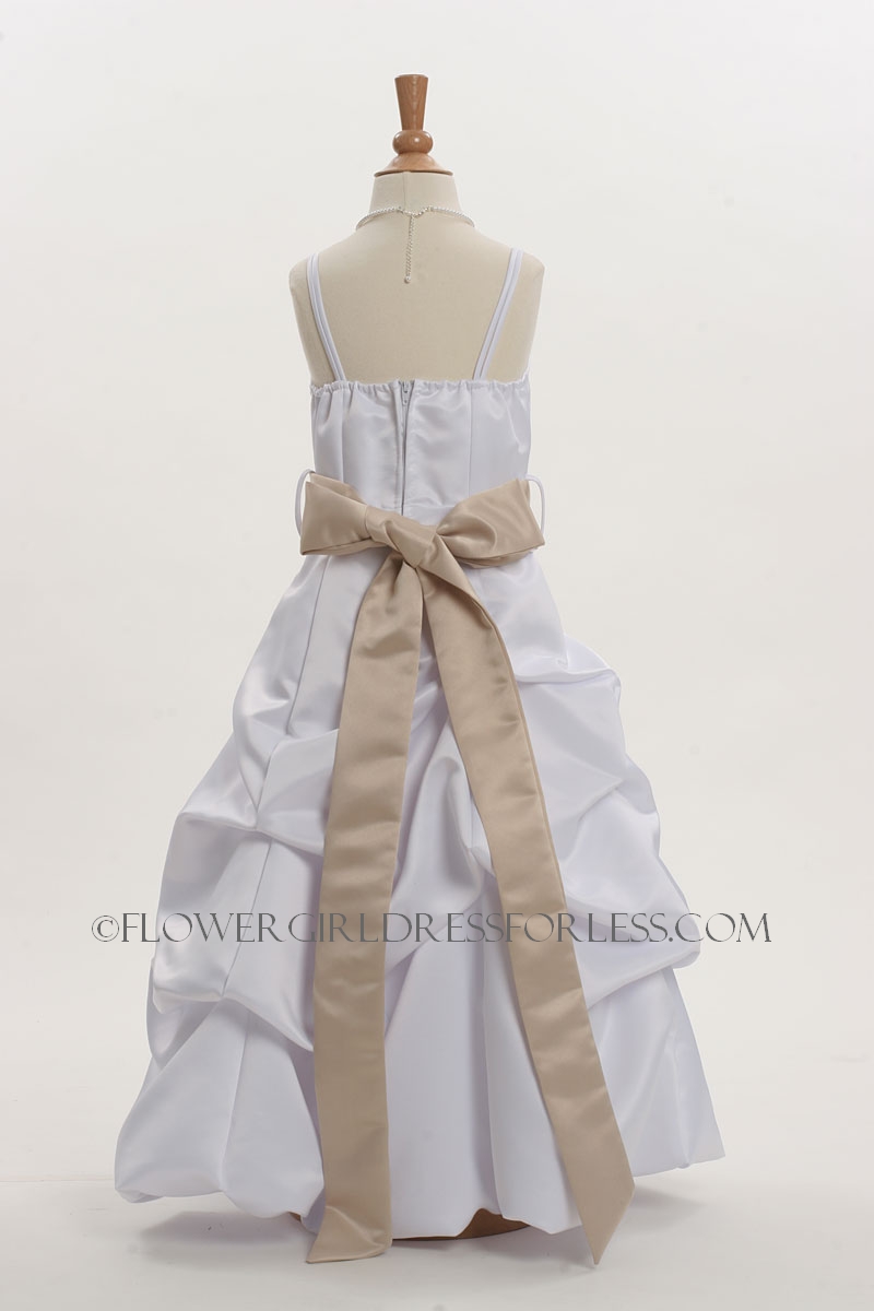 ... Dress+Style+3288-+SALE+White+or+Ivory+Dress+with+Champagne-Gold+Sash