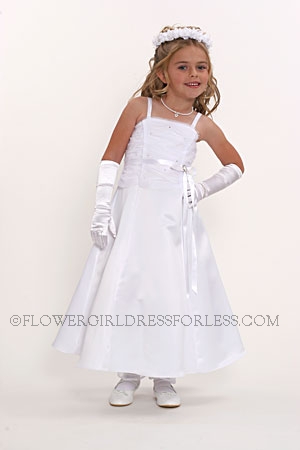 Click to Enlarge - Flower Girl Dress Style 4040 White- Slight Aline with Tulle Sparkle Bodice