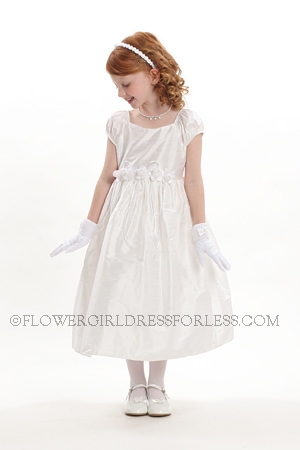 Click to Enlarge - Flower Girl Dress Style 5013-VALUE PRICE Short Sleeved White 100% Silk Dress