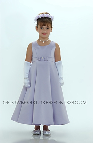 Click to Enlarge - Flower Girl Dress Style 5056- Lilac Sleeveless All Satin Empire Waist A Line With Rhinestone Accent