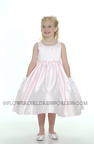 Click to Enlarge - Flower Girl Dress 5087- Pink Sleeveless All Satin Corset Styled Bodice