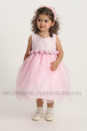 Click to Enlarge - Flower Girl Dress 5124- Pink Fairy Style Organza Dress With Petal Like Skirt