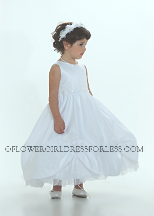 Click to Enlarge - Flower Girl Dress 5150- White Southern Bell Style Dress With Pick Up Skirt