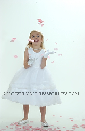 Click to Enlarge - Flower Girl Dress-5151 White Sleeveless Double Layer Satin And Tulle White Petal Dress