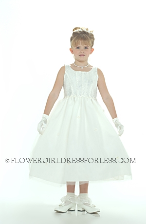 Click to Enlarge - Flower Girl Dress 5167- Ivory Sleeveless Organza/Tulle Sparkle Corset Styled Bodice With Scattered R
