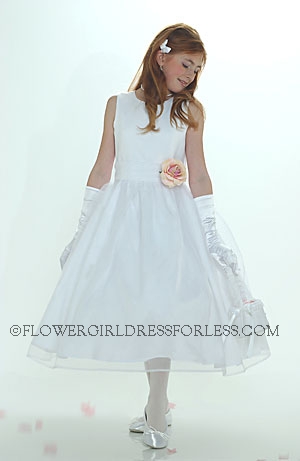 Click to Enlarge - Flower Girl Dress Style 5170- White or Ivory Sleeveless Satin Bodice With Classic Organza Skirt With