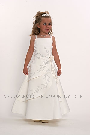 Click to Enlarge - Flower Girl Dress Style 5324 Ivory- Aline Dress with Vine Embroidery with Corset Back