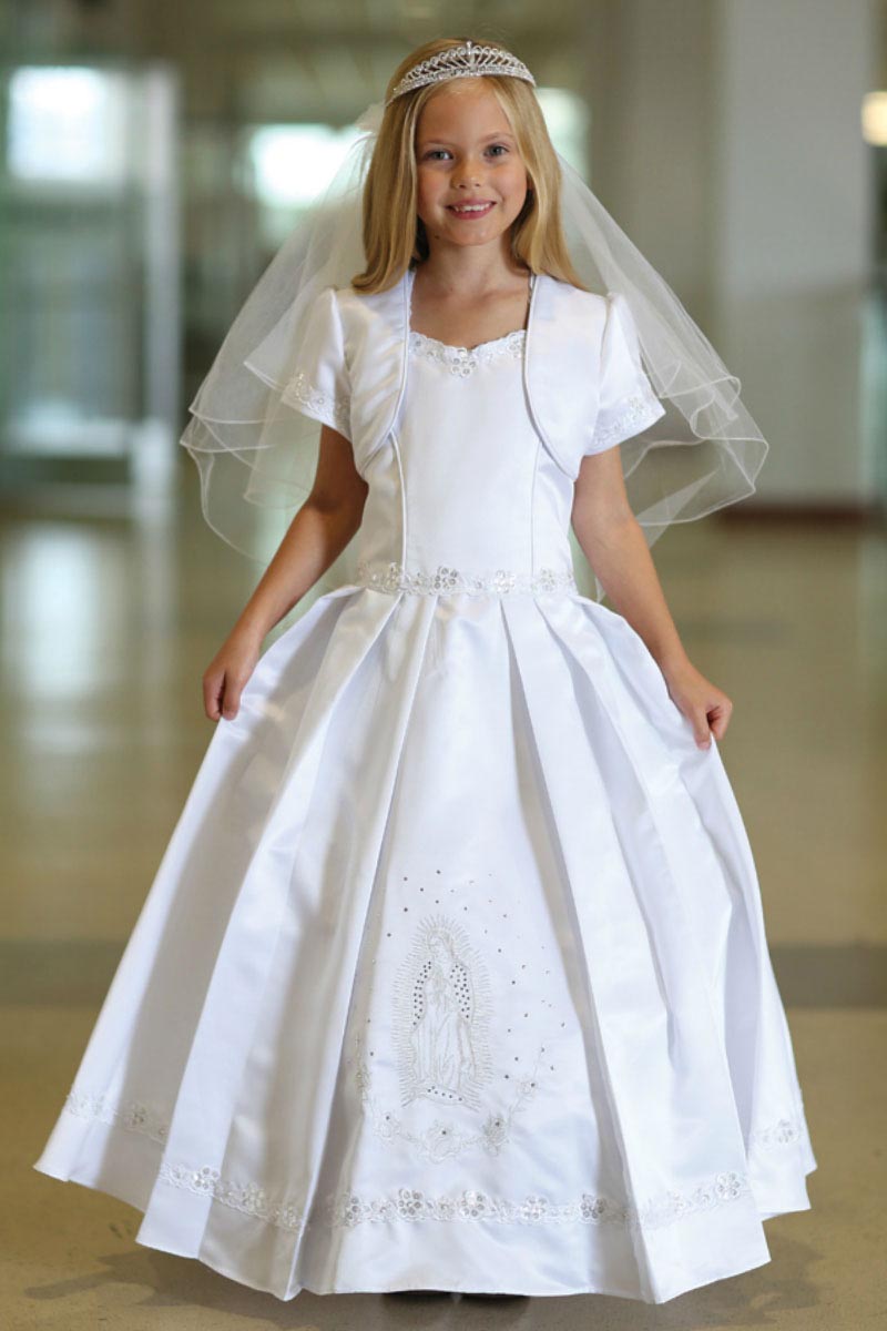 AG_DR1630 Girls Dress Style DR1630 Our Lady of Guadalupe Embroidered Dress Virgin Mary