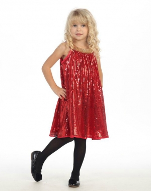 Girls Dress Style DR3092 - Sequined Babydoll Dress in Choice of Color
