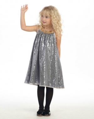 Girls Dress Style DR3092 - Sequined Babydoll Dress in Choice of Color
