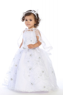 SALE White Baptism Outfit with Sequin Details and Embroidery
