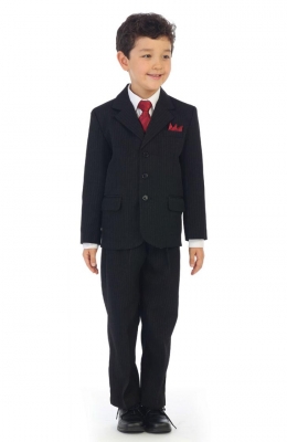 Boys Suit Style TX288- 3 Button Pinstriped Suit Set in Black