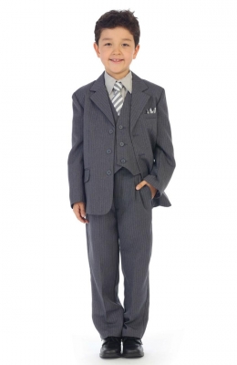Boys Suit Style TX288- 3 Button Pinstriped Suit Set in Grey
