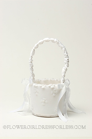 Click to Enlarge - Flower Basket with Hand Applied Flowers with Beaded Centers