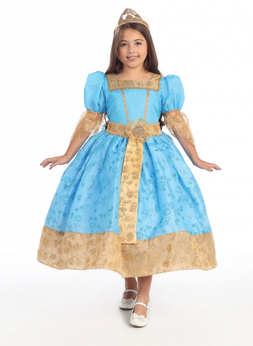 BK_029 - Girls Dress Up Costume Style 029- Light Blue and Gold ...