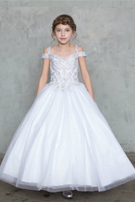Girls Pageant Dress Style KY208 - WHITE