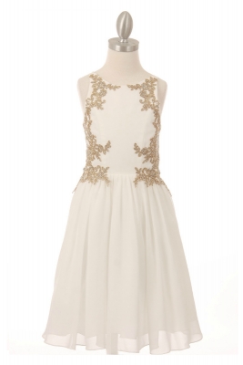 SALE Girls Dress Style 5069 - Off White Beaded Sequin Short Dress