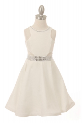 Girls Dress Style 5071 - Off White Short Sparkle Dress