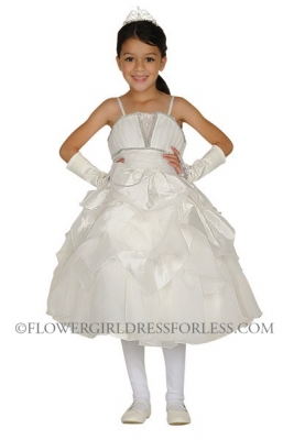 Girls Dress Style 62417- Choice of White or Ivory Crystal Organza and Taffeta Dress