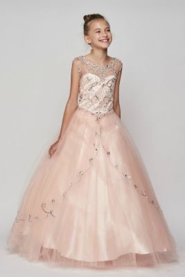 Blush Beaded Layered Organza Gown