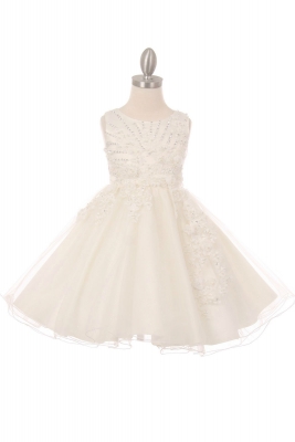 Girls Dress Style 9022 - Ivory Short Sequin Party Dress