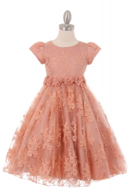 SALE Short Sleeved Lace Dress in Dusty Pink