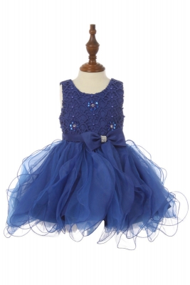 SALE Short Party Sequin and Organza Dress in Royal Blue Size 2T