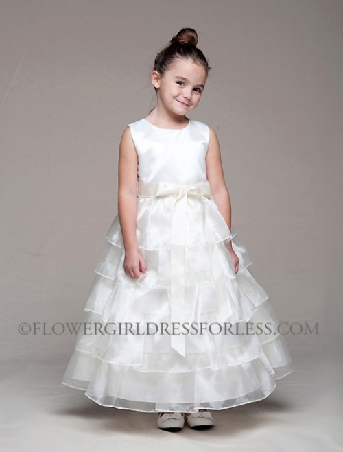 CK_882IV - Flower Girl Dress Style 882- Ivory Satin and Organza ...