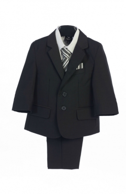 Boys 5 Piece Suit Set Style 3582- In Dark Gray