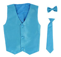Boys Vest Style 735_740 - AQUA- Choice of Clip-on Necktie or Bowtie