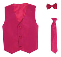 Boys Vest Style 735_740 - FUCHSIA- Choice of Clip-on Necktie or Bowtie