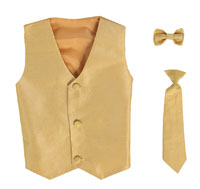 Boys Vest Style 735_740 - GOLD--Choice of Clip-on Necktie or Bowtie