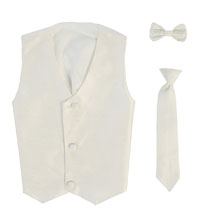 Boys Vest Style 735_740 -IVORY- Choice of Clip-on Necktie or Bowtie
