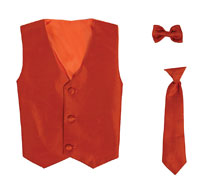 Boys Vest Style 735_740 - ORANGE- Choice of Clip-on Necktie or Bowtie