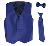 Boys Vest Style 735_740 - ROYAL BLUE- Choice of Clip-on Necktie or Bowtie