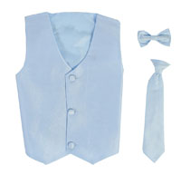 Boys Vest Style 735_740 - LIGHT BLUE- Choice of Clip-on Necktie or Bowtie