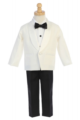 Boys Tuxedo Style 7580 - One Button Tuxedo with Clip-On Bowtie in Choice of Color