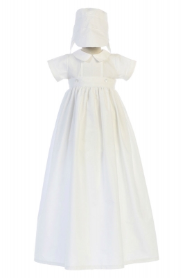 Boys Baptism and Christening Style DOMINIC-WHITE 2 Piece Cotton Romper and Gown with Cross