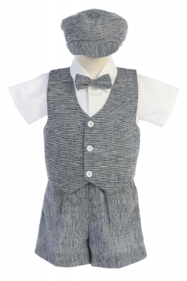 Vest and Shorts Set Style G834 - Cotton Linen Vest and Shorts with Hat Set
