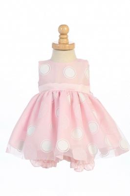 Infant and Toddler Dress Style M681-Sleeveless Glittered Polka Dot Tulle Dress with Bloomers