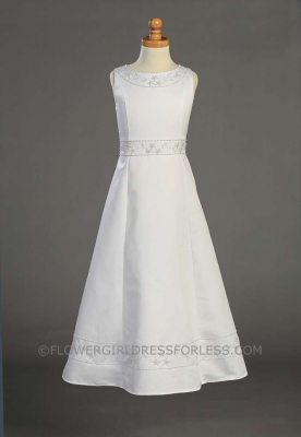 SALE White Sleeveless Beaded Satin Dress with Shawl Size 10